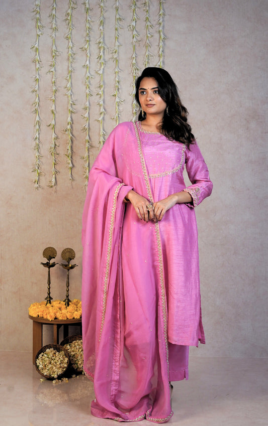 Gulbano Festive Kurta Set - Bubble Pink