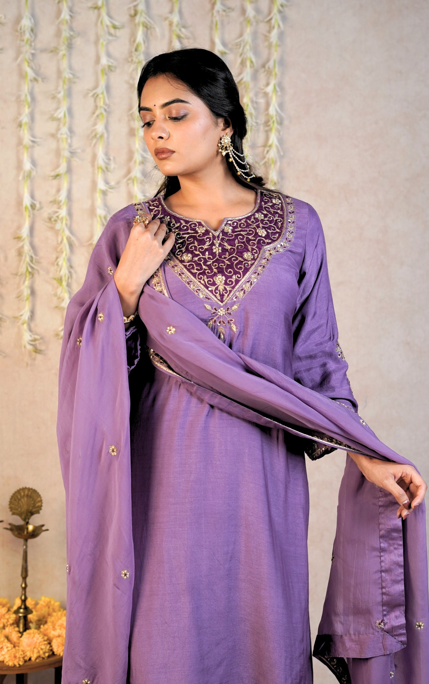 Mehrange Festive Kurta Set - Purple