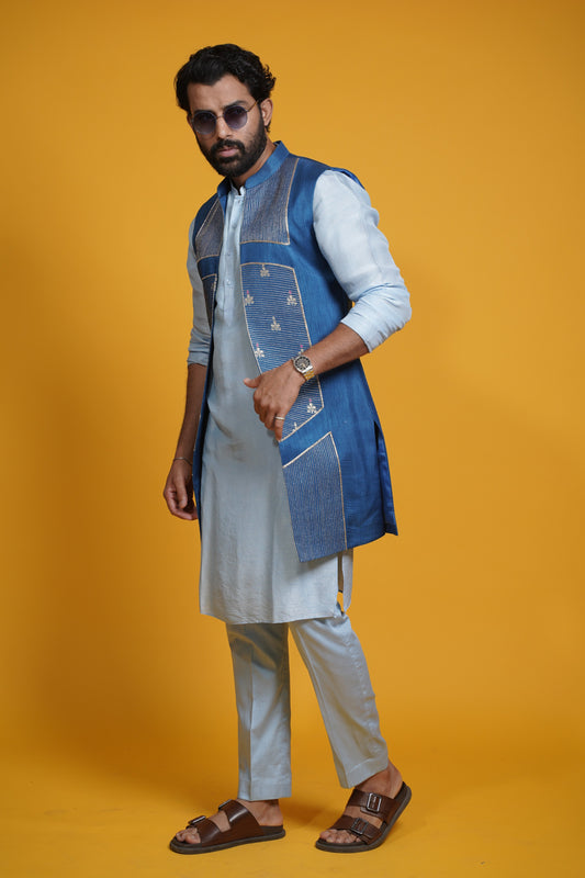 Shaaz kurta with open jacket and trousers