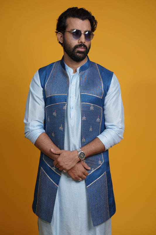Shaaz kurta with open jacket and trousers