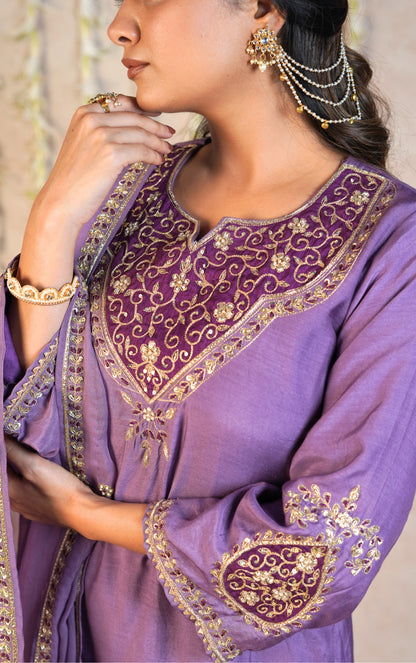 Mehrange Festive Kurta Set - Purple