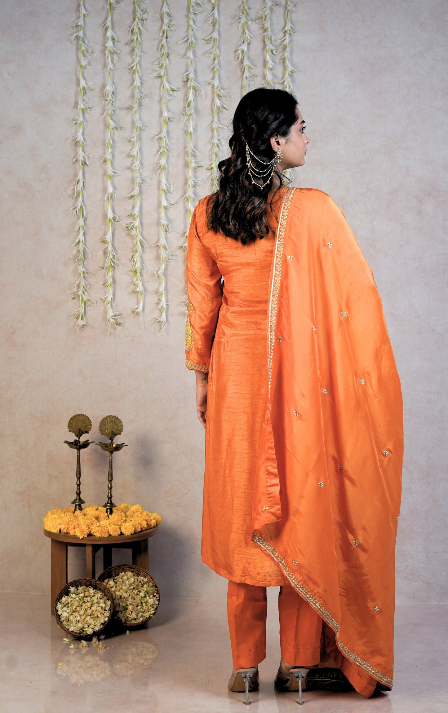 Mehrange Festive Kurta Set - Orange