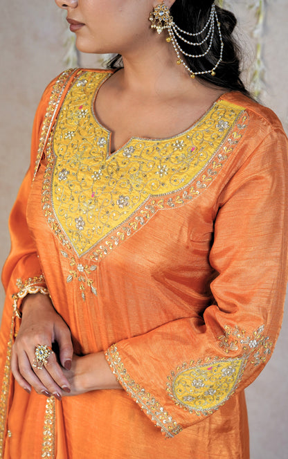 Mehrange Festive Kurta Set - Orange