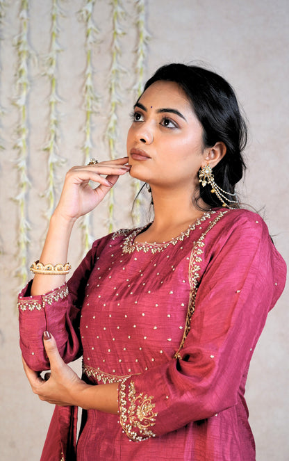 Gulbano Festive Kurta Set - Carrot