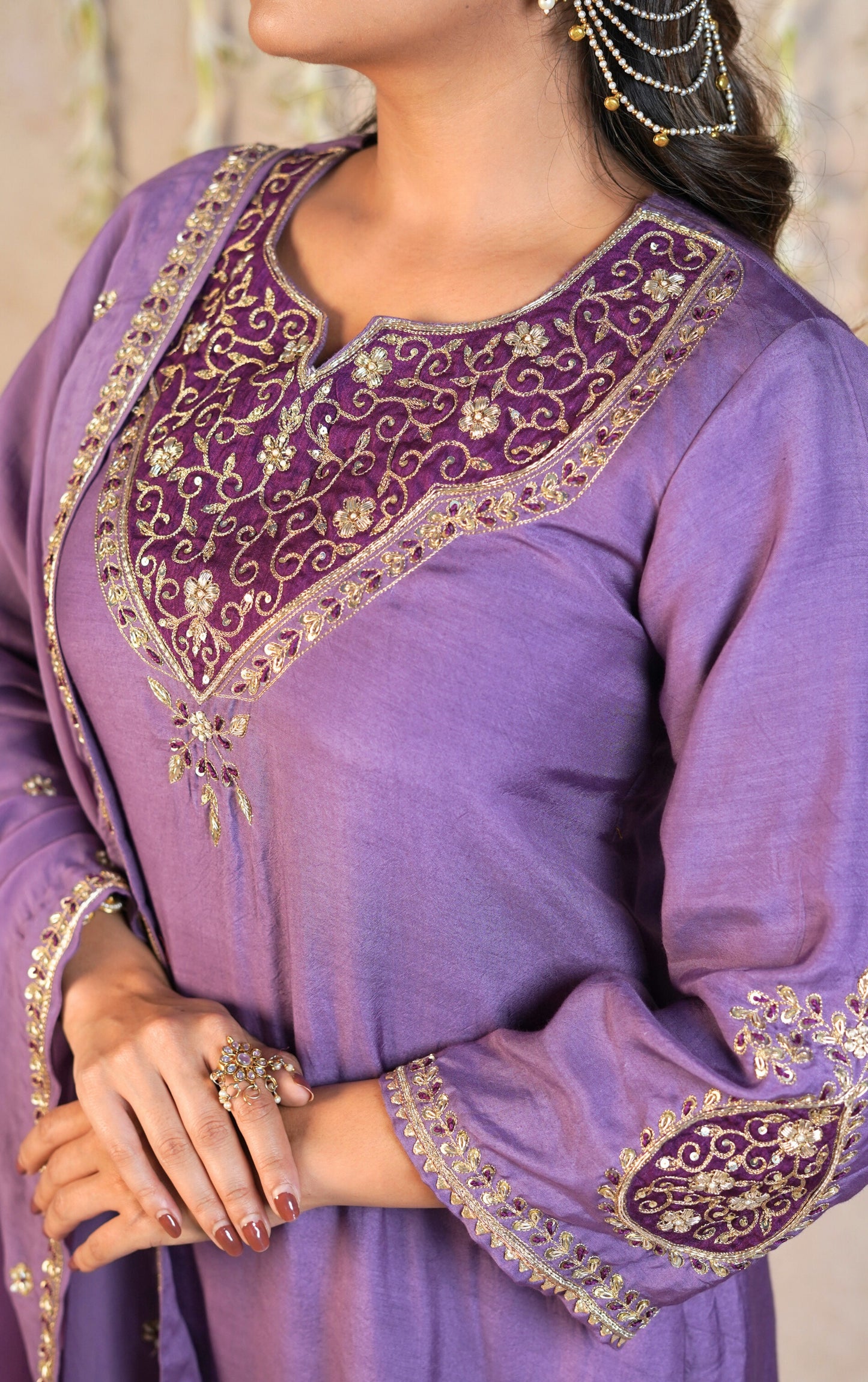 Mehrange Festive Kurta Set - Purple