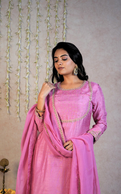 Gulbano Festive Kurta Set - Bubble Pink