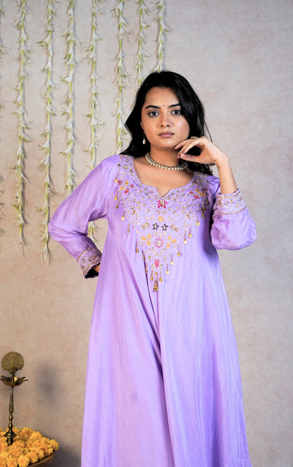 Leher Festive Kurta Set - Lilac