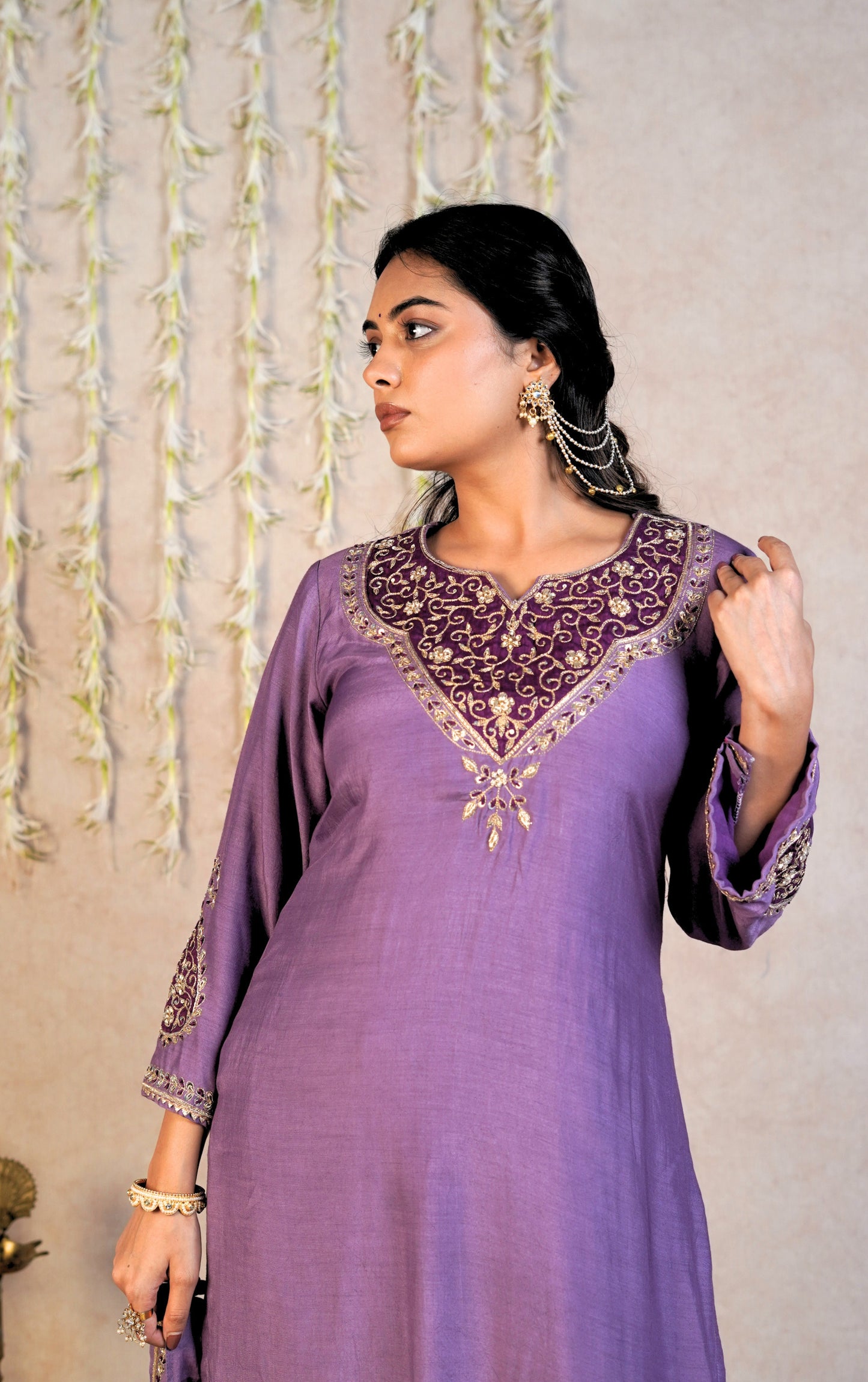 Mehrange Festive Kurta Set - Purple