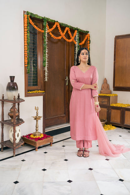 Elira kurta set - baby pink