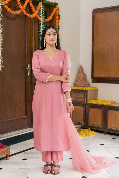 Elira kurta set - baby pink