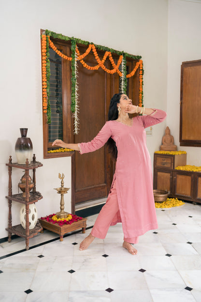Elira kurta set - baby pink