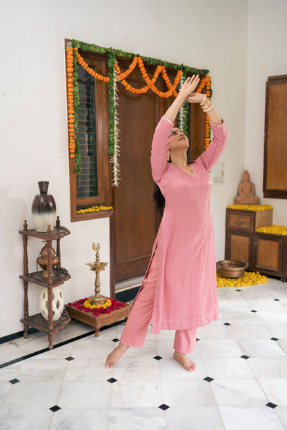 Elira kurta set - baby pink