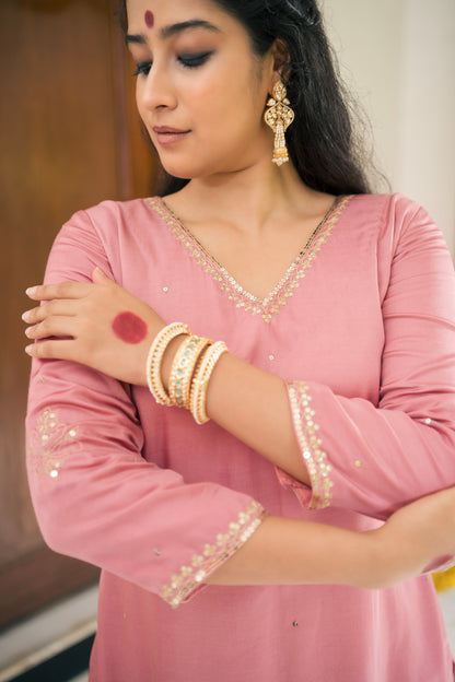 Elira kurta set - baby pink