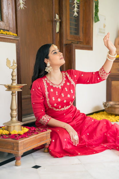 Zareen kurta set - red