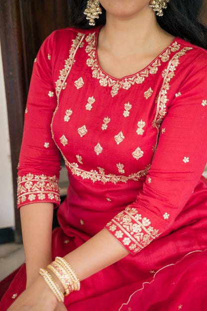 Zareen kurta set - red