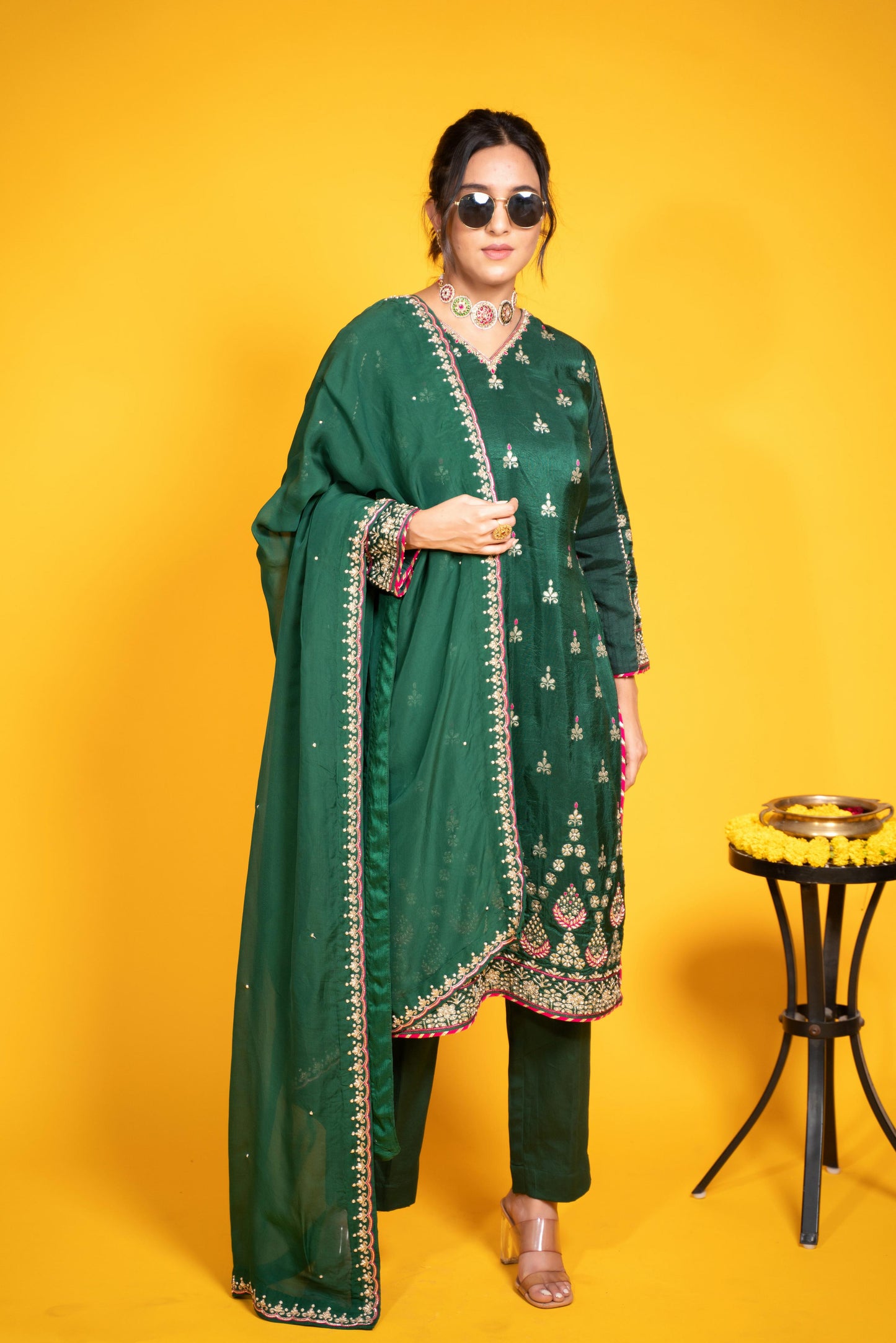 Gulbaahar Kurta set - green