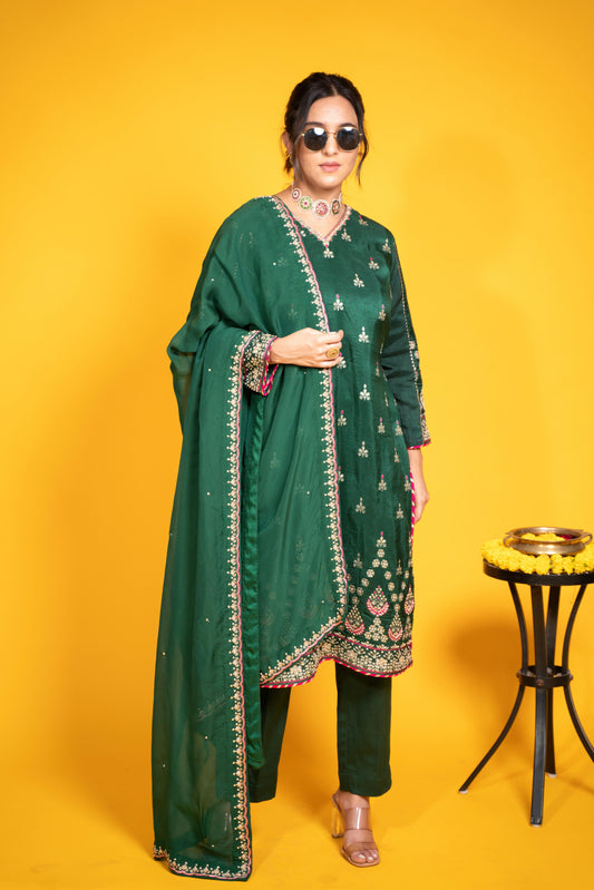 Gulbaahar Kurta set - green
