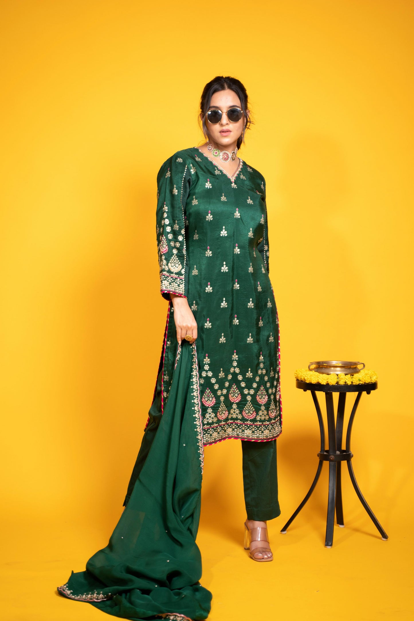 Gulbaahar Kurta set - green