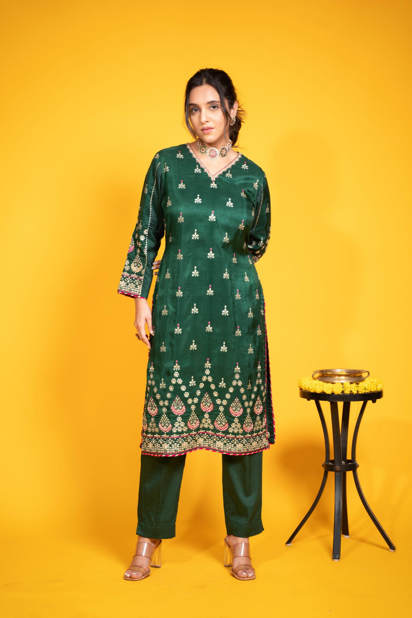 Gulbaahar Kurta set - green