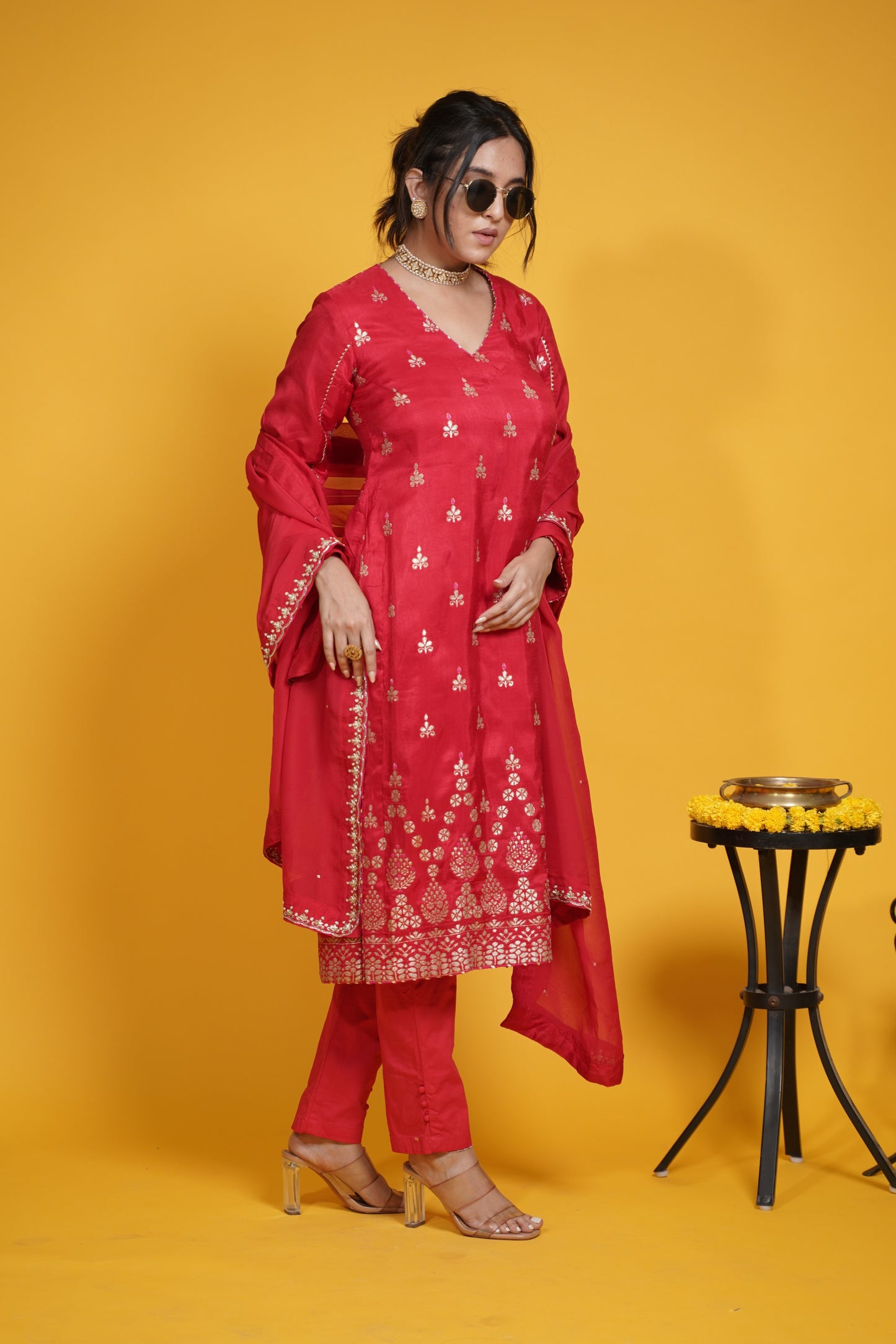 Gulbaahar Kurta set - red
