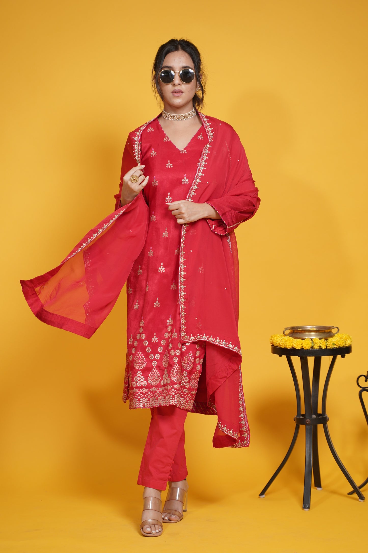 Gulbaahar Kurta set - red