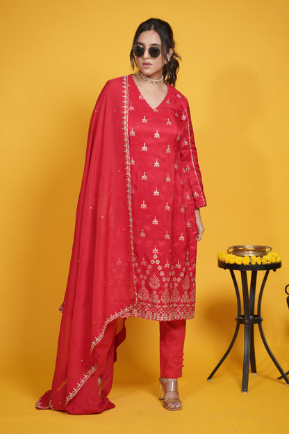 Gulbaahar Kurta set - red