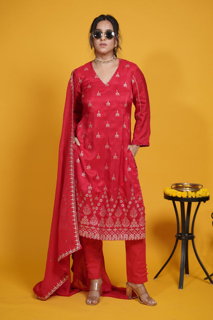 Gulbaahar Kurta set - red