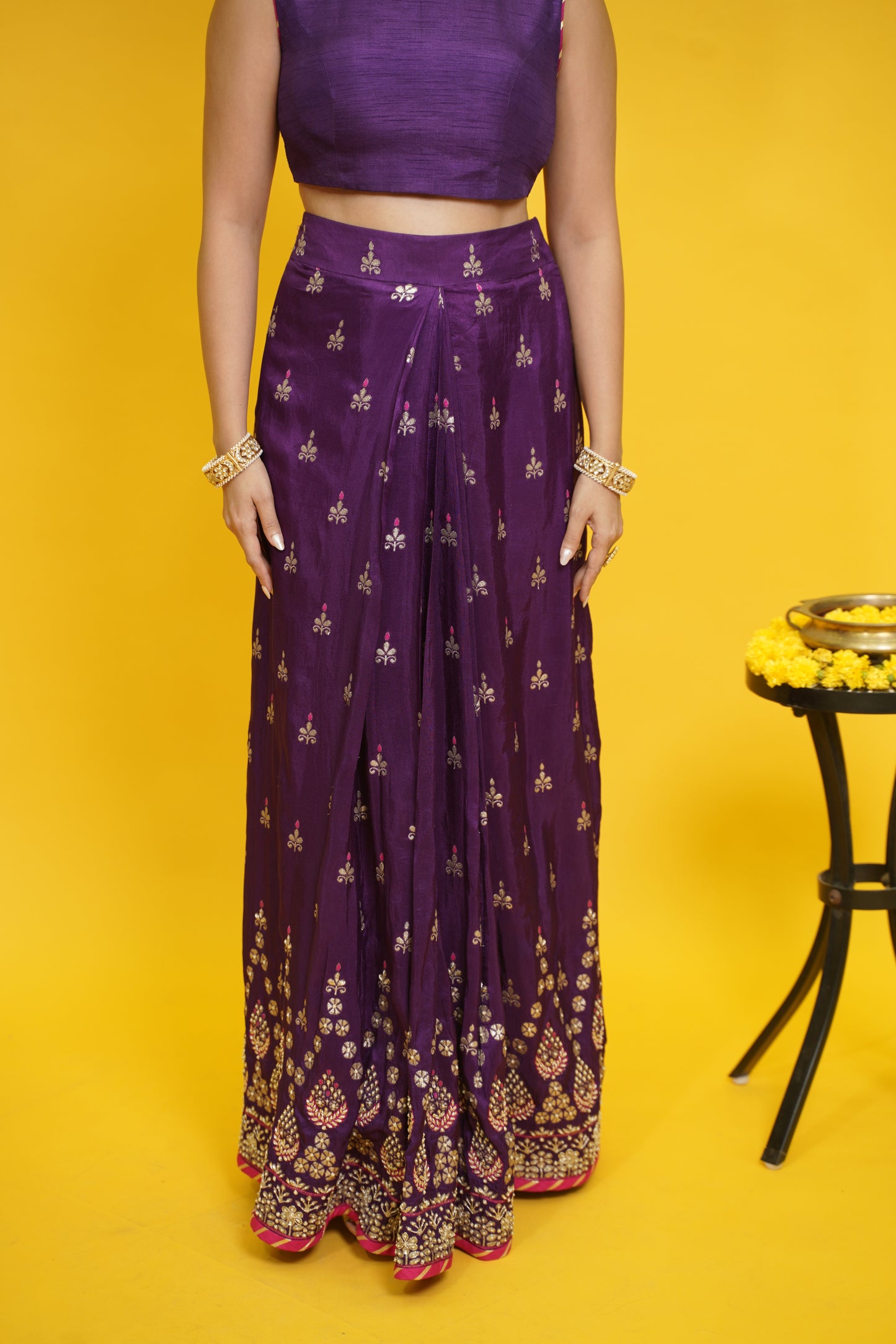 Chamak Pre-draped saree with blouse