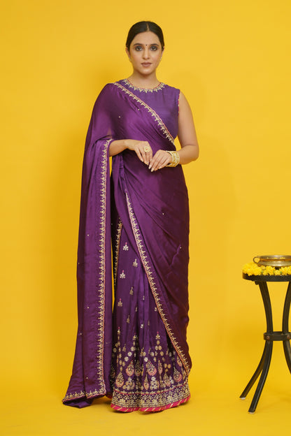 Chamak Pre-draped saree with blouse