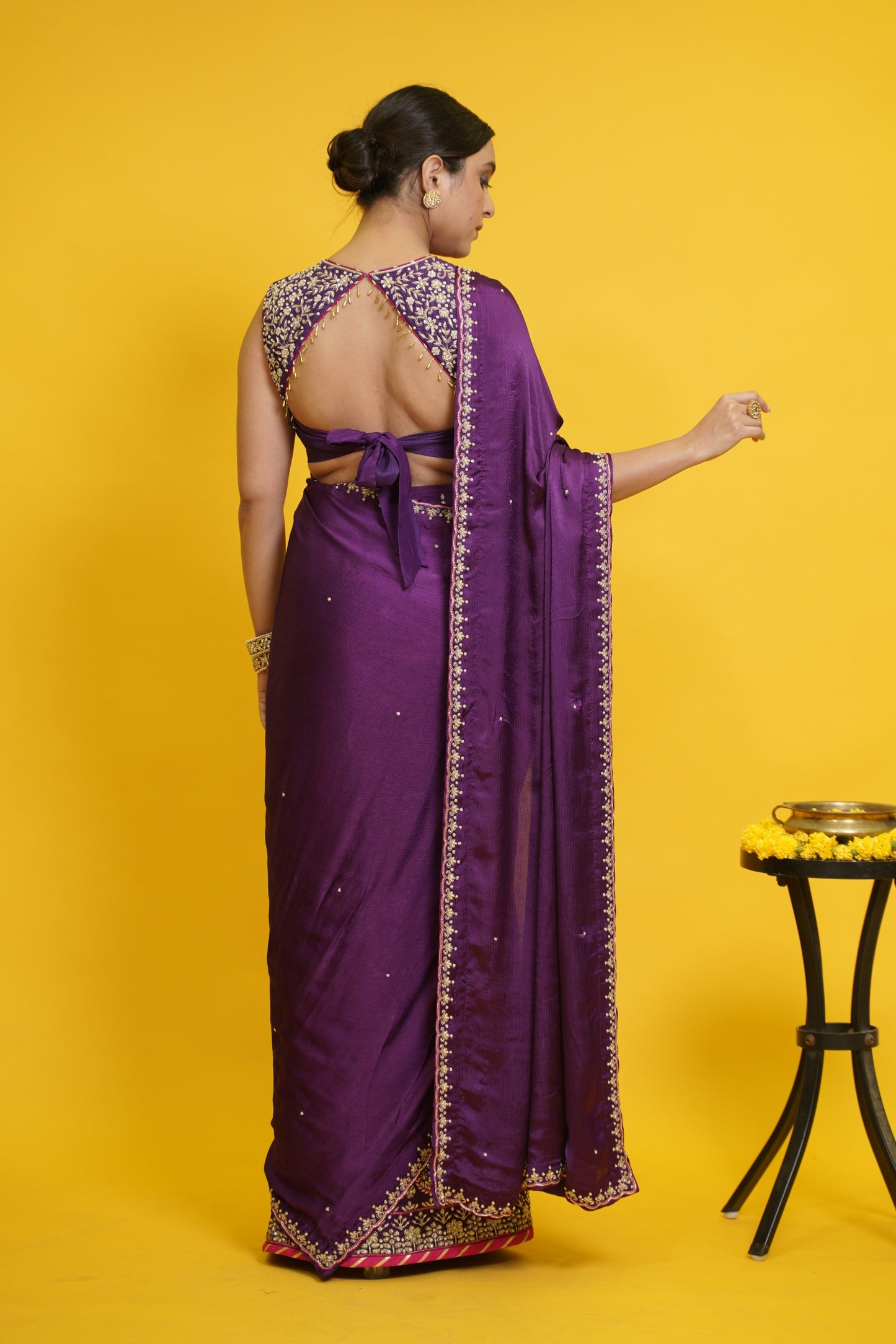 Chamak Pre-draped saree with blouse