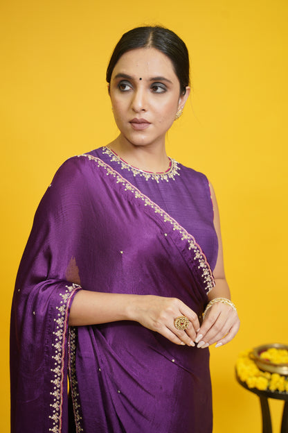 Chamak Pre-draped saree with blouse