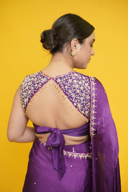 Chamak Pre-draped saree with blouse